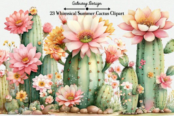 Download Whimsical Summer Cactus Clipart - Clipart Collection