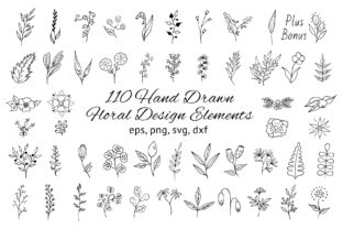 Download 110 Hand Drawn Floral Design Elements - Floral Collection