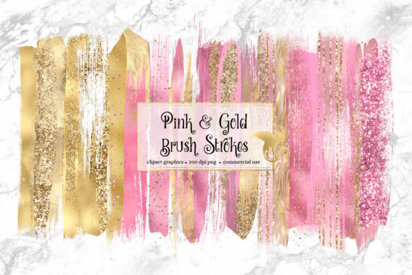 Download Pink and Gold Brush Strokes Clipart - Clipart Collection