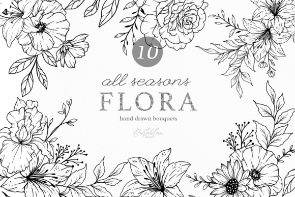 Download Floral Line Art, Fine Line Wildflowers - Art Collection