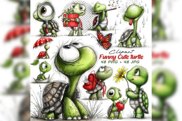 Download Whimsical Turtle Clipart Set - Clipart Collection