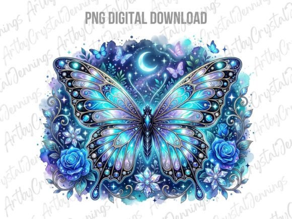 Download Floral Celestial Blue Butterfly PNG - Floral Collection