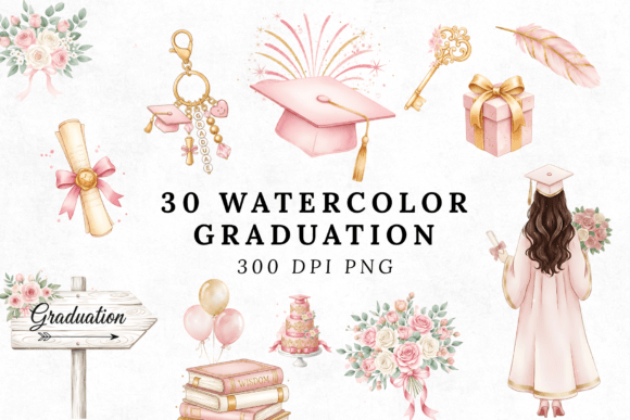 Download 30 Watercolor Graduation Clipart Bundle - Clipart Collection
