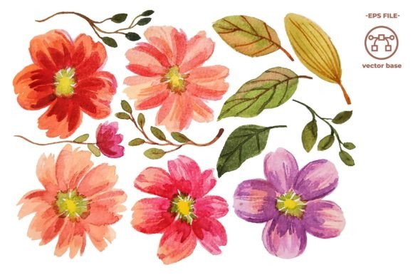Download Watercolor Flower Elements Clip Art - Art Collection