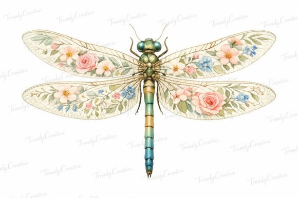 Download Floral Dragonfly Watercolor PNG - Floral Collection