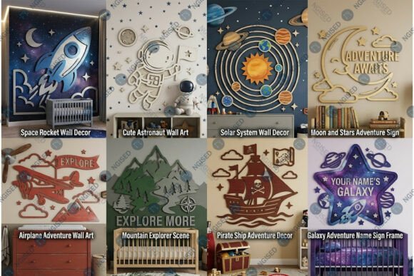 Download Space Theme Nursery Wall Art Bundle - Art Collection
