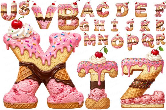 Download Ice Cream Sweets Alphabet Clipart - Clipart Collection