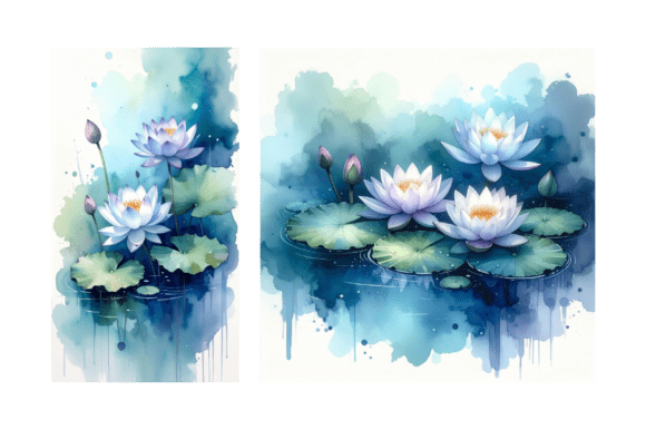 Download Lotus Pond Watercolor Background Art - Art Collection