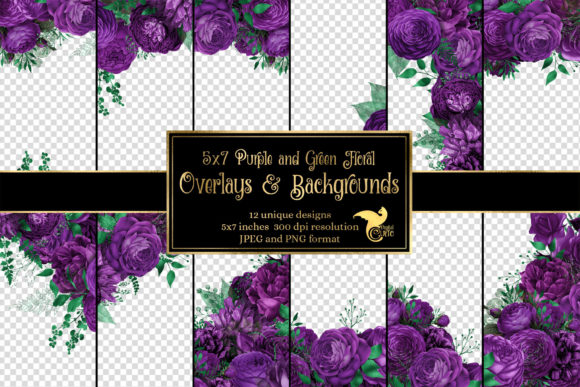 Download 5x7 Purple and Green Floral Overlays - Floral Collection