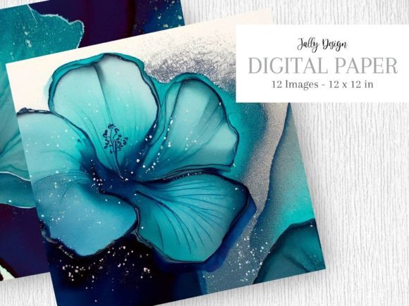 Download Navy Blue Alcohol Ink &amp; Mint Glitter Art - Art Collection