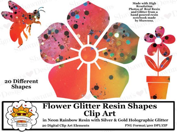 Download Neon Rainbow Resin Flower Shapes Clipart - Clipart Collection