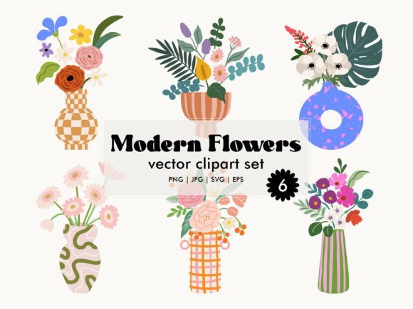 Download Modern Flowers Vector Clipart Set - Clipart Collection