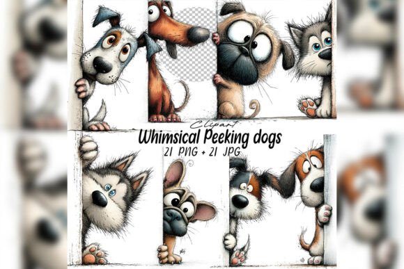 Download Whimsical Peeking Dog Clipart Set - Clipart Collection