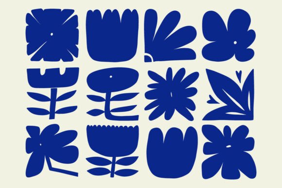 Download Bold Abstract Flower Shapes Clipart Set - Clipart Collection