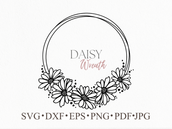 Download Daisy Hand Drawn Floral Wreath Svg - Floral Collection