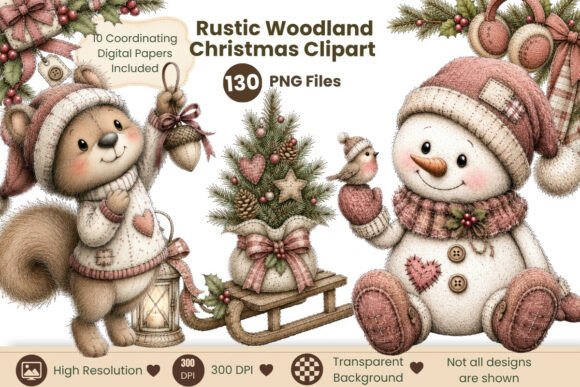 Download Rustic Woodland Christmas Clipart - Clipart Collection