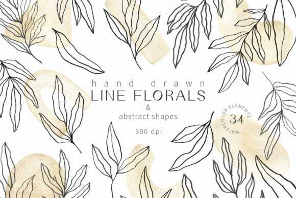 Download Line Florals and Abstract Shapes Clipart - Clipart Collection
