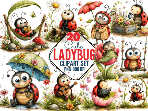 Download Ladybug Clipart Set PNG , Spring Bug - Clipart Collection