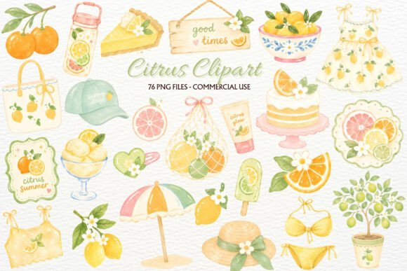 Download Citrus Clipart Coastal Summer PNG Print - Clipart Collection
