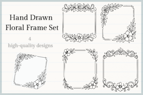 Download Hand Drawn Floral Frame Set Botanical - Floral Collection