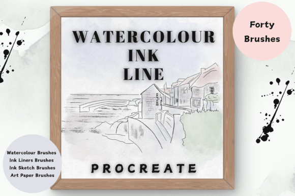 Download Watercolour Ink Line Procreate Brushes - Watercolour Collection
