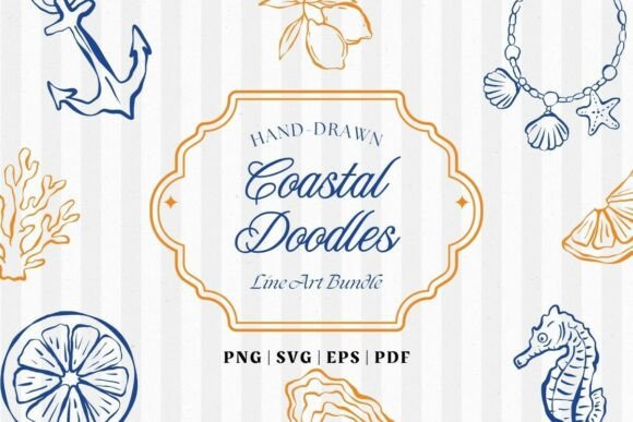 Download Coastal Line Art Clipart Bundle - Clipart Collection