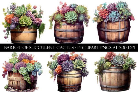 Download Barrel of Succulent Cactus Clipart - Clipart Collection