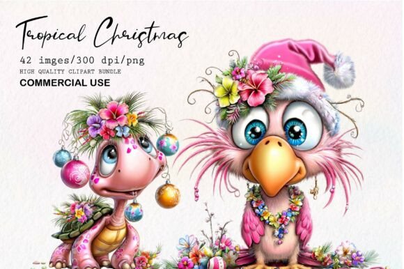Download Whimsical Tropical Christmas Clipart - Clipart Collection