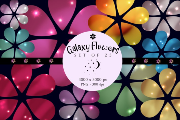Download Colorful Flowers with Stars Clipart - Clipart Collection
