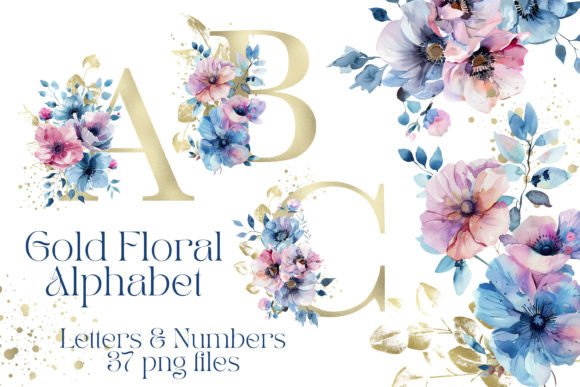 Download Gold Sublimation Floral Alphabet - Floral Collection