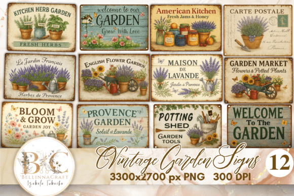 Download Vintage Garden Signs Clipart Bundle - Clipart Collection