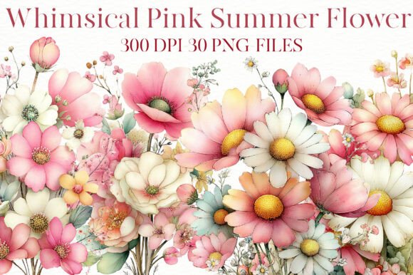 Download Whimsical Pink Summer Flower Clipart - Clipart Collection