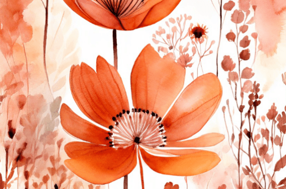 Download Warm Terracotta Floral Watercolor Collec - Floral Collection