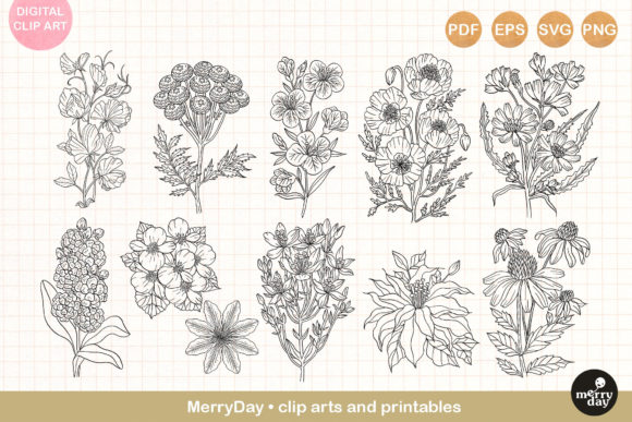 Download 11 Summer Flower Outline Clip Art - Art Collection
